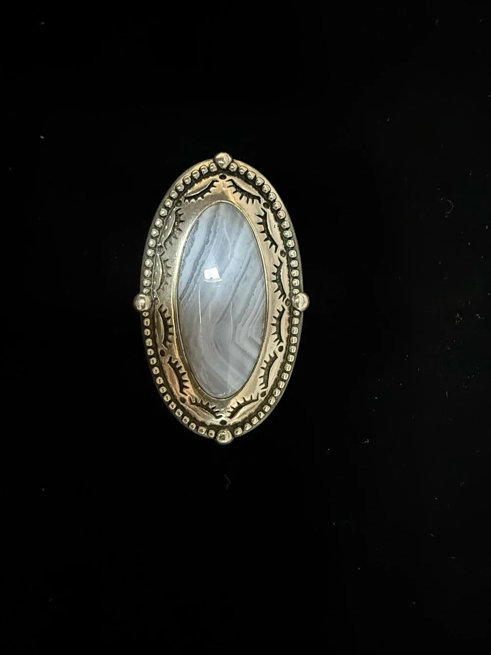 Caroline Pollock Sterling Silver and Lace Agate Brooch